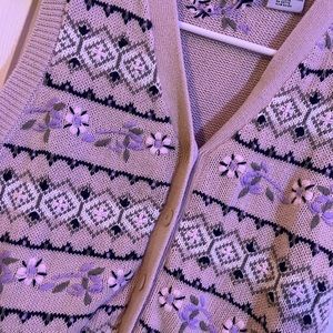 Vintage floral knit vest - cream